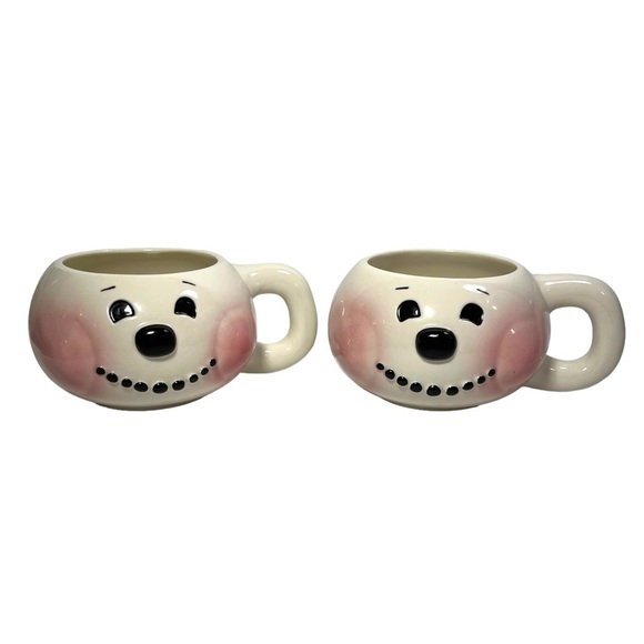 Vintage Snowman Face Mug Coffee Cocoa Cups Stacking Set of 2 Figis Inc 2000 - Picture 12 of 12